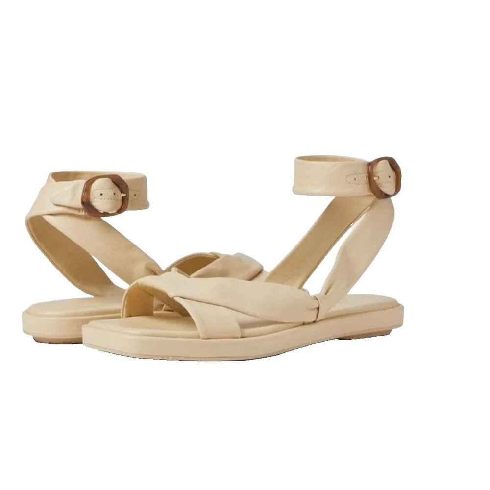 Vince Reza Ankle Strap Sandals Soft Leather Cream Col Sz 39 EU/9 M